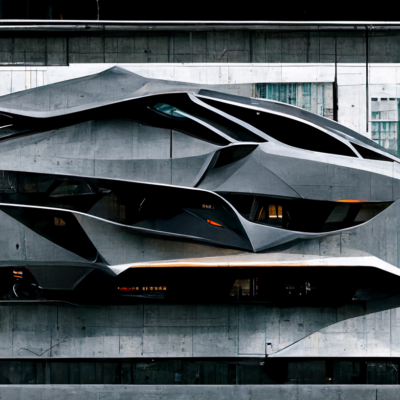AI weaves fragmented metallic forms to envision synthetic architecture of the future in series by michael arellanes II / MA2 studio