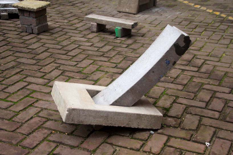 'stacked street' re-curates the city, transforming forgotten bricks & curbs into street furniture