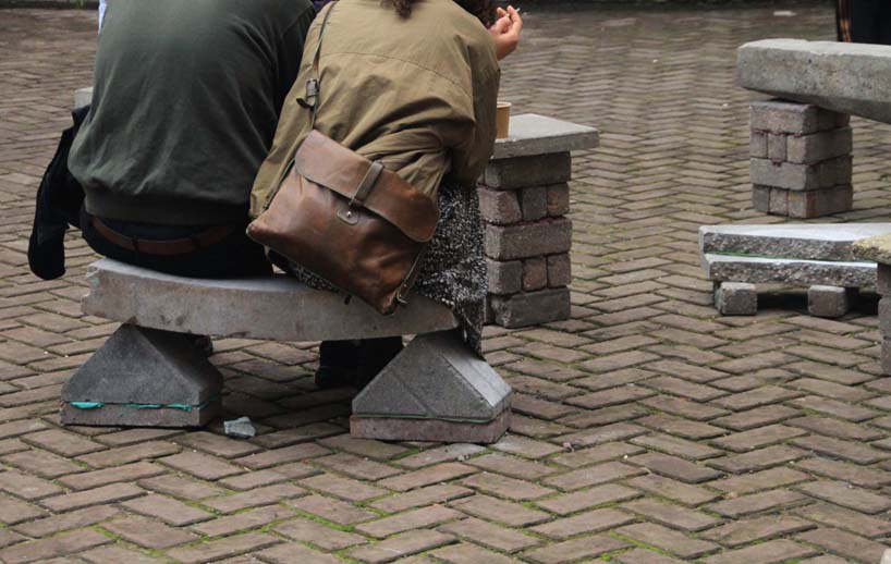 stacked street re-curates the city, transforming forgotten bricks & curbs into public furniture