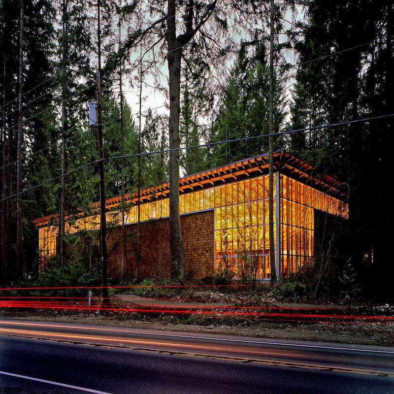 walls of windows run along airy maple valley library in washington