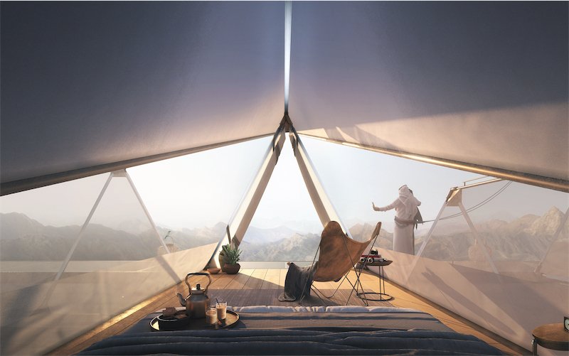 ardh architects suspends camping pods amid sharjah's mountains for an adventurous retreat