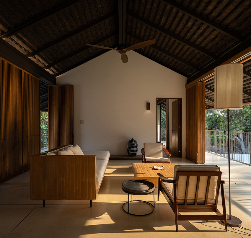 bamboo blinds and gable roof shield, nong ho house 17 in tropical Thailand