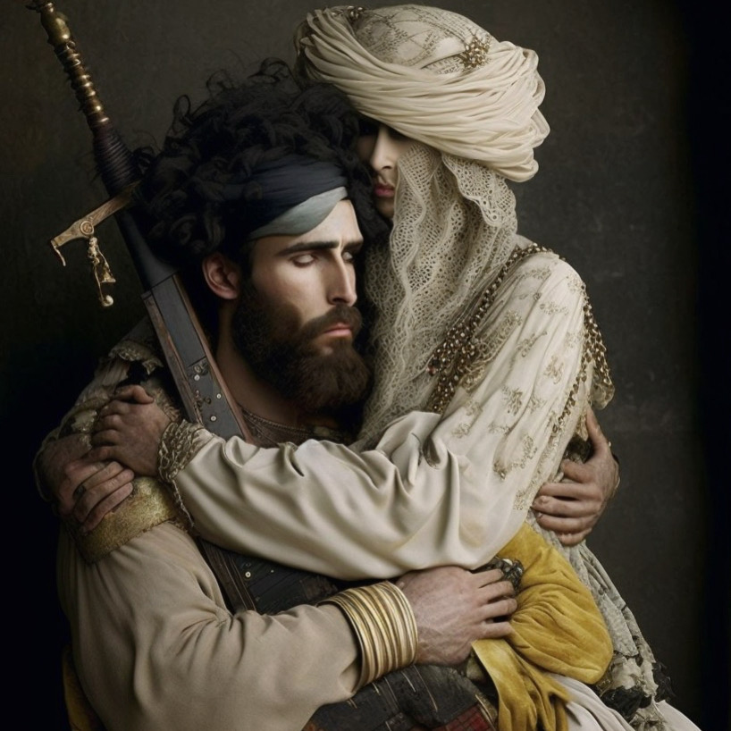 midjourney captures intimate portraits of taliban soldiers and their wives (by hajar ali)