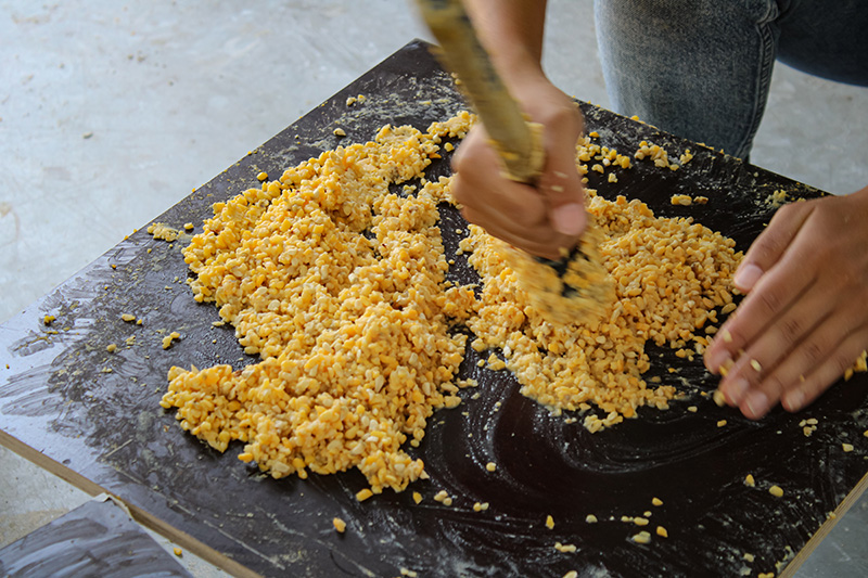 manufactura blends corn and lime composites for robotic 3D printed construction