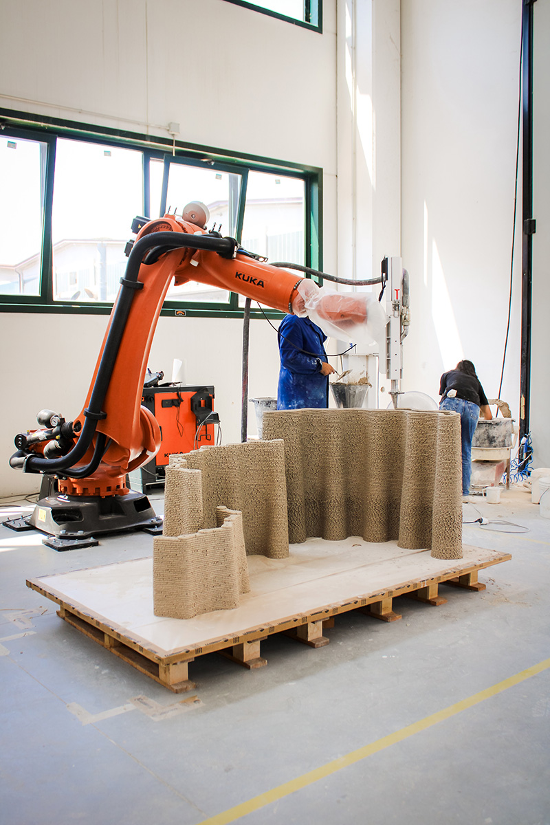manufactura blends corn and lime composites for robotic 3D printed construction