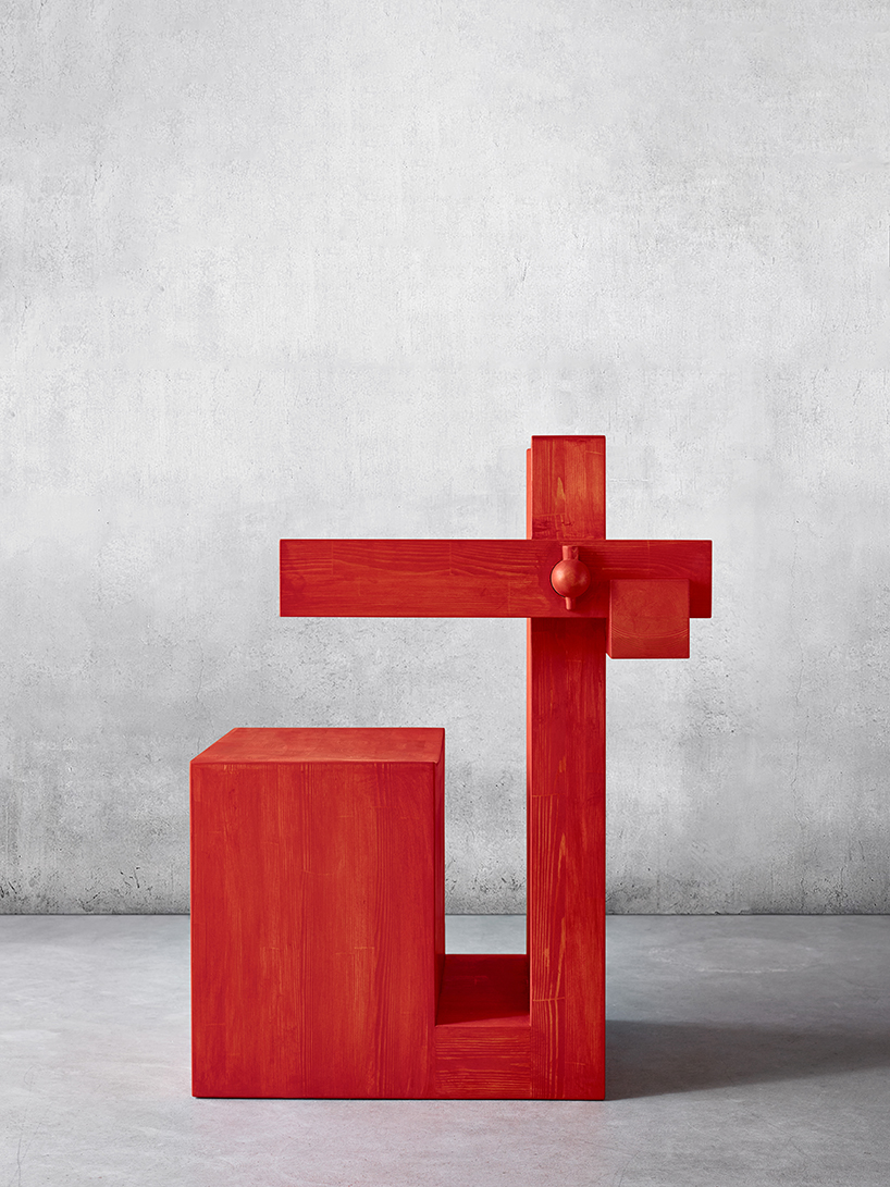 alexander lervik sets up a furniture collection with pegs and wedges of solid wood