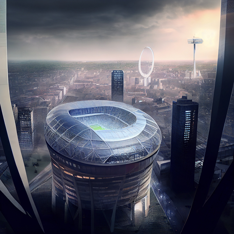 Pouria Babakhani's AI explorations envision futuristic soccer stadiums in London