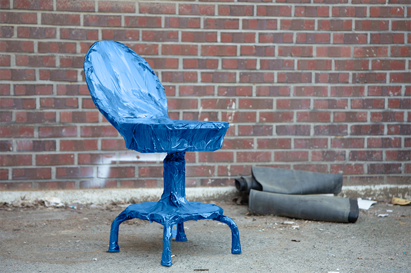 discarded chairs, shoes, and toilets wrapped in resin by Seungtae Jang shed light on social discrimination 