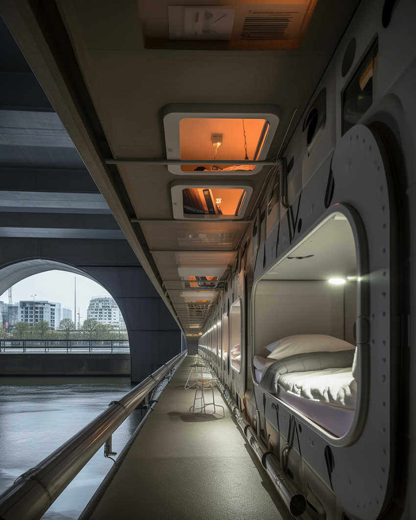 self-contained living pods activate vacant lots under bridges to tackle homelessness