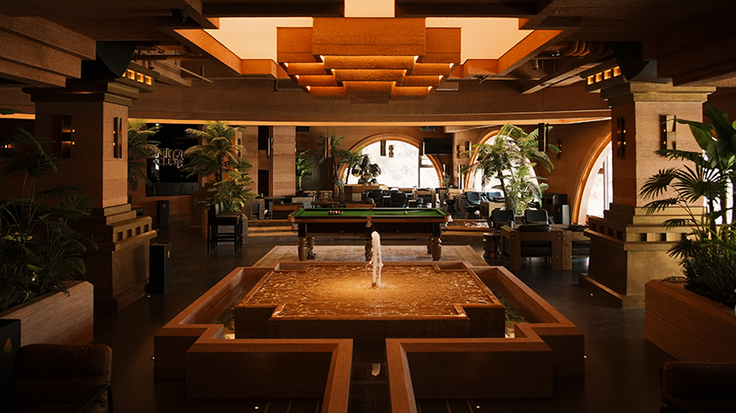tibetan-style columns and antique furniture enliven wooton designers' chimp club café and bar