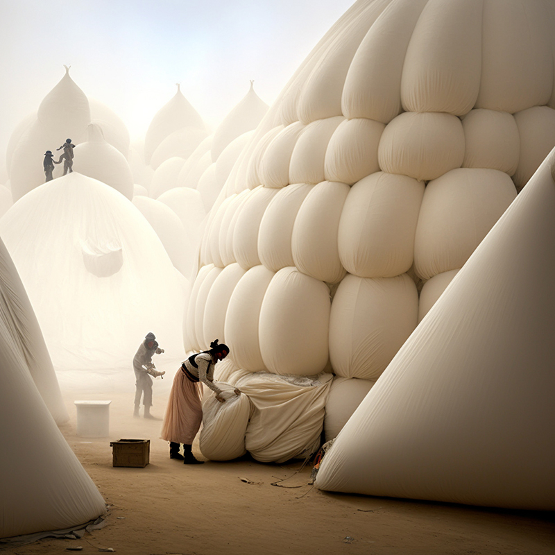 Ulises AI reimagines the ancient pyramids as cozy monuments made of plush pillows