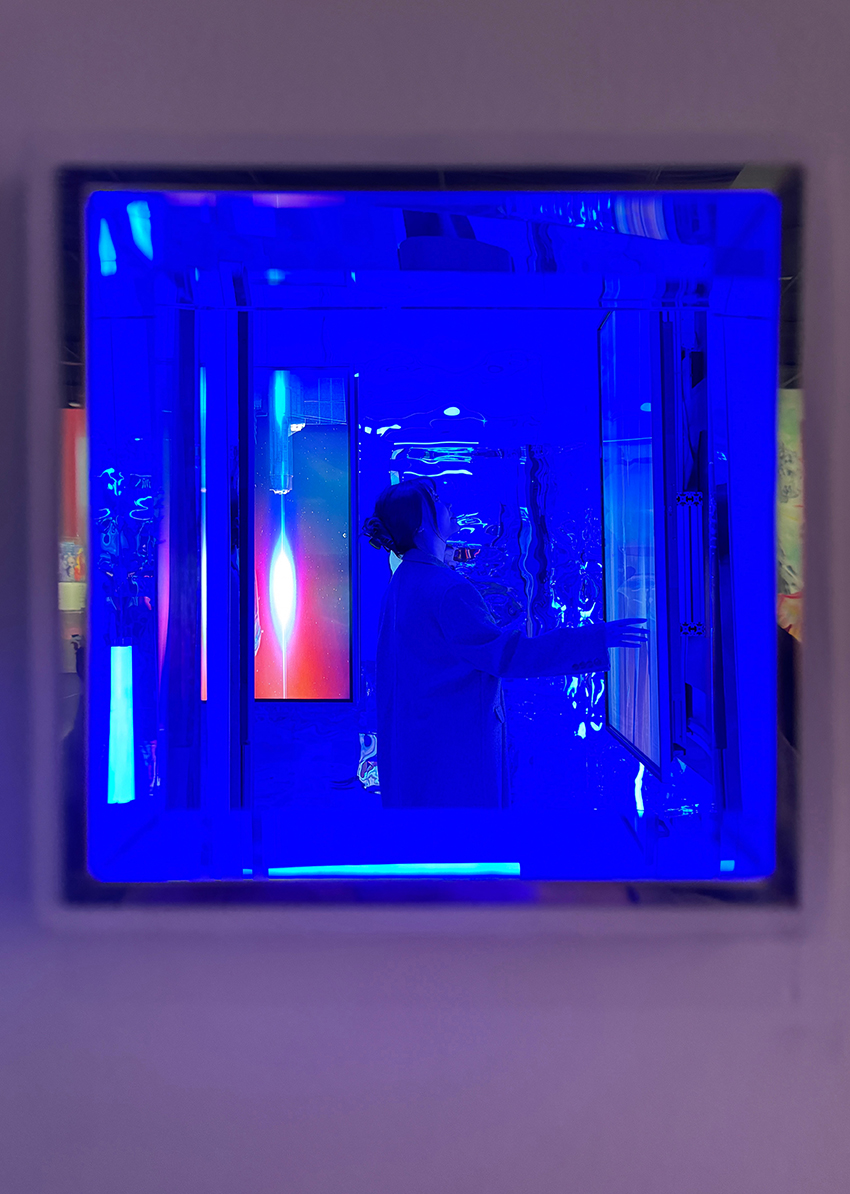 three suspended digital screens translate AI imagery into luminous spatial installation - 12