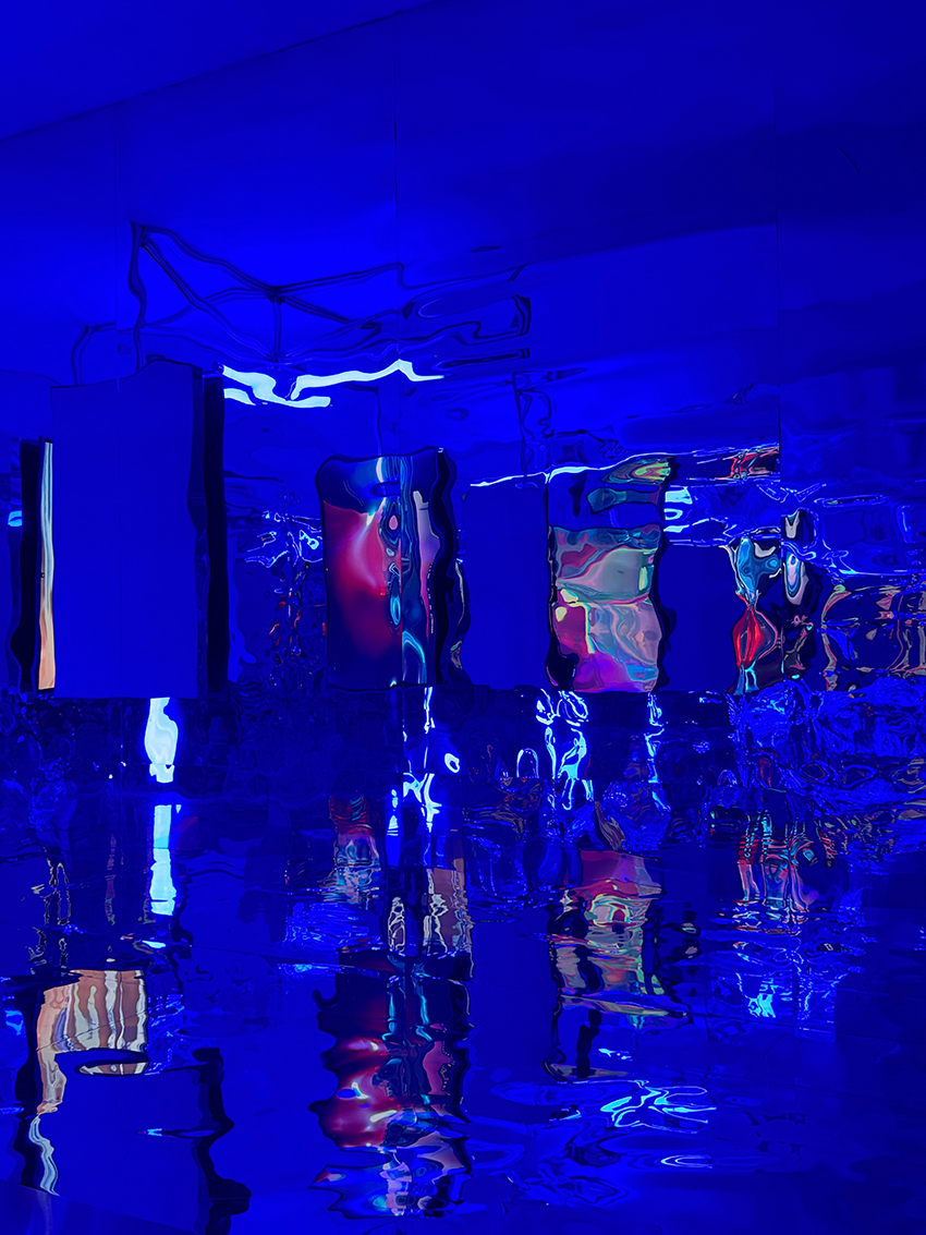 three suspended digital screens translate AI imagery into luminous spatial installation - 4