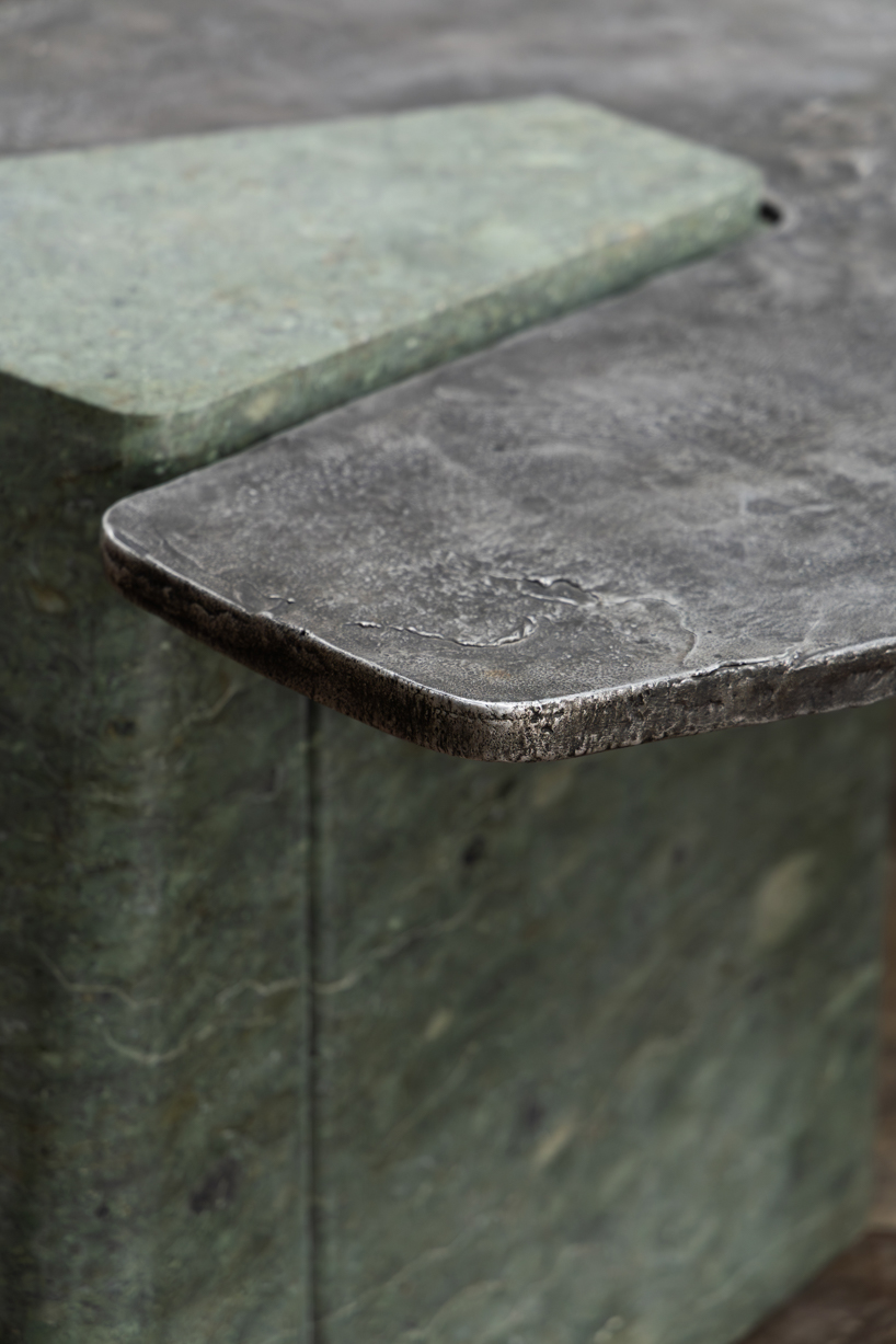 EWE studio’s sculptural table combines hand-carved green marble with cast aluminum - 5