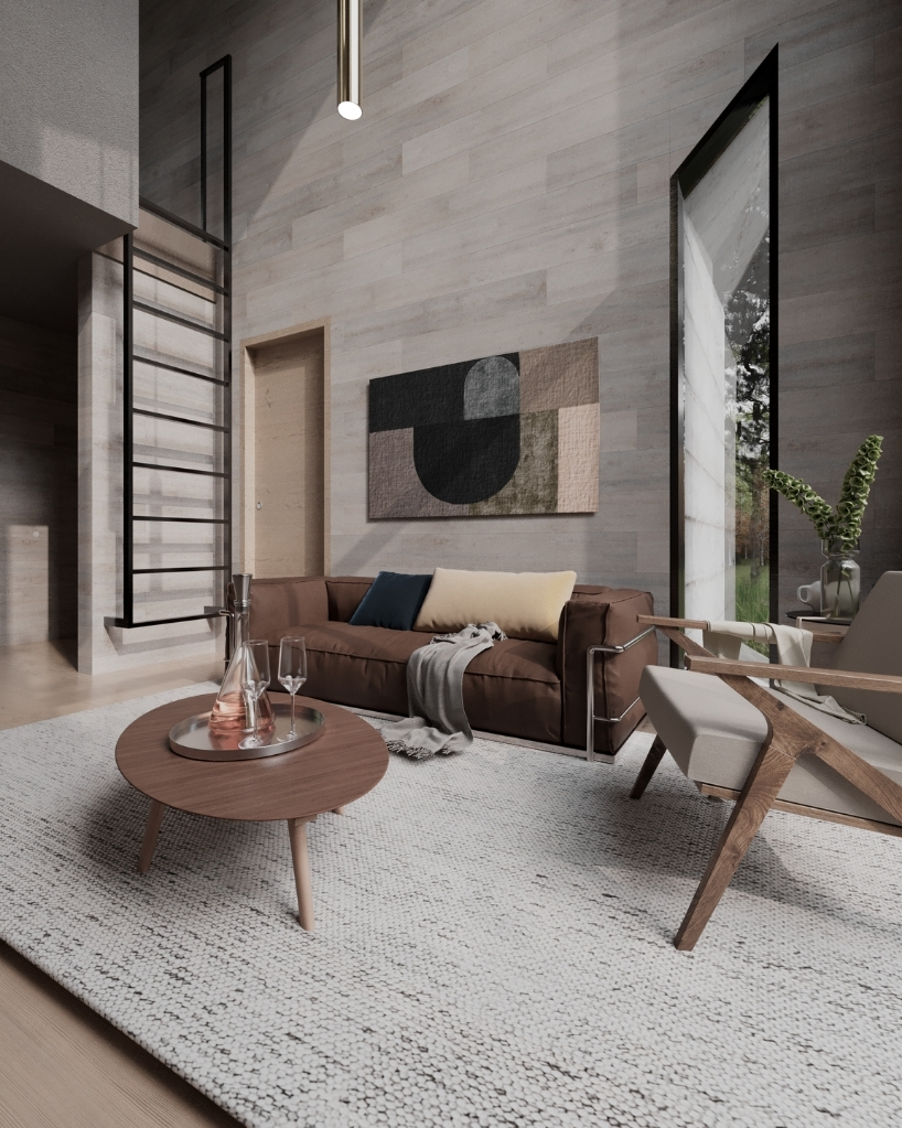 celva arquitectura's concrete silvestre shelter resembles a mineral set in chilean rainforest