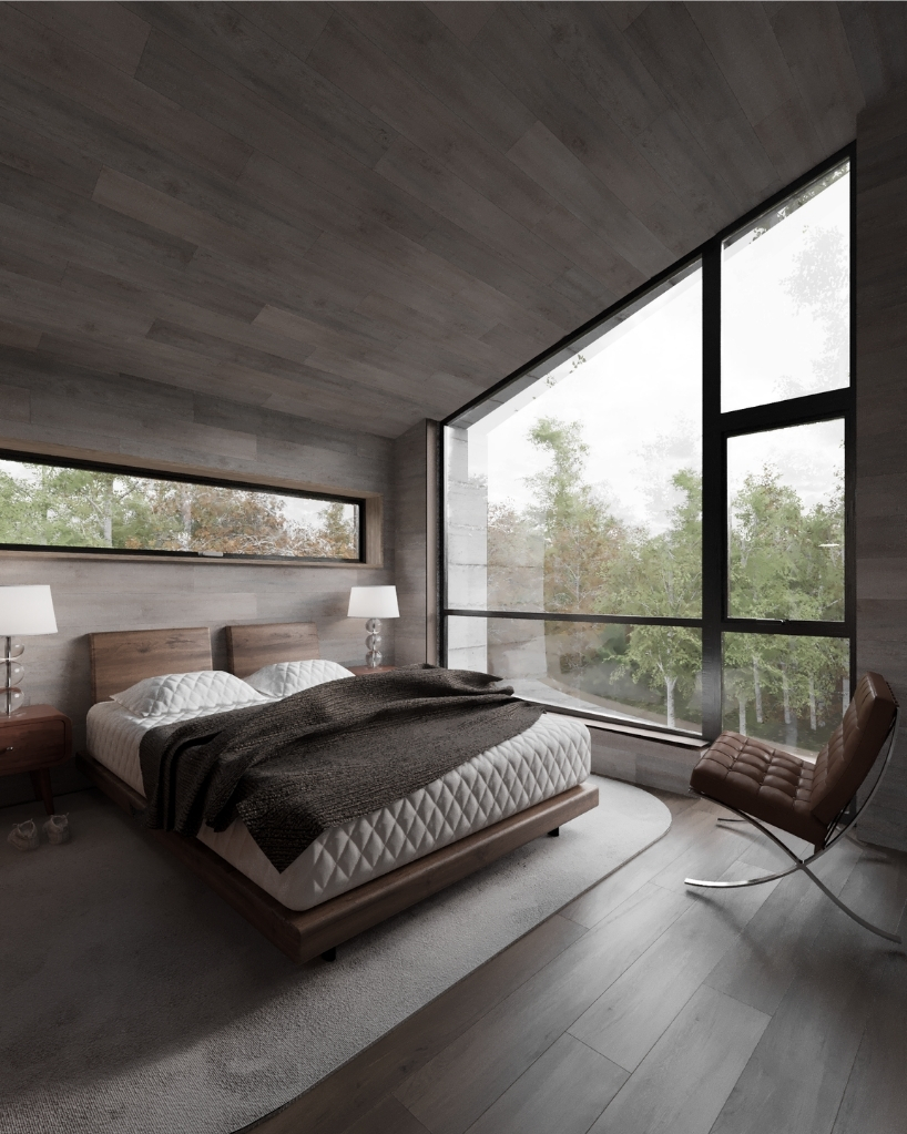 celva arquitectura's concrete silvestre shelter resembles a mineral set in chilean rainforest