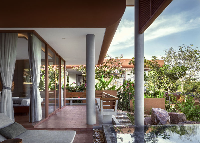 homestay&rsquo;s raised platforms and elevated pools trace cambodia&rsquo;s mountainscape