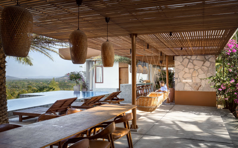 homestay&rsquo;s raised platforms and elevated pools trace cambodia&rsquo;s mountainscape