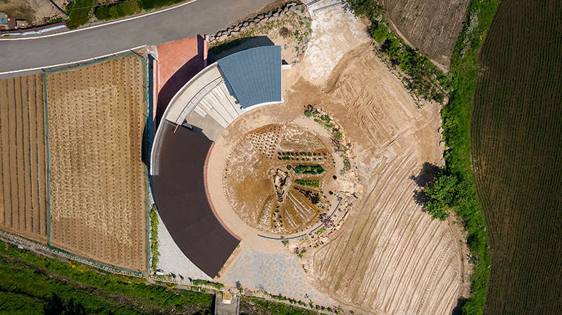 circular house by sukchulmok + BRBB encloses vegetable garden on korean farmland