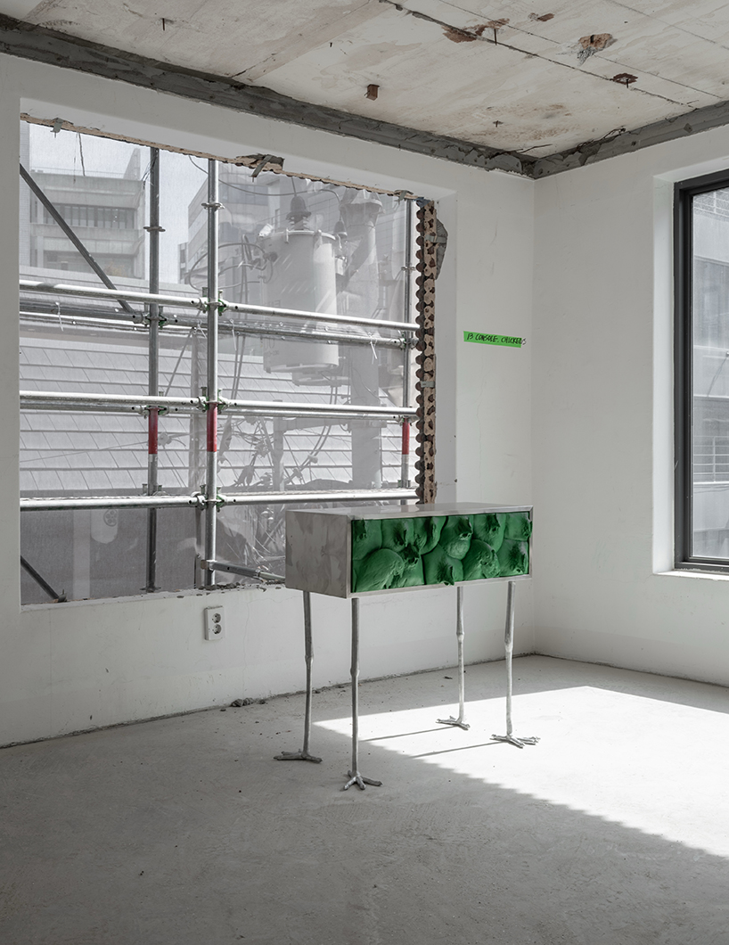 sculptures made of timber and steel occupy raw concrete shell in seoul before demolition - 6
