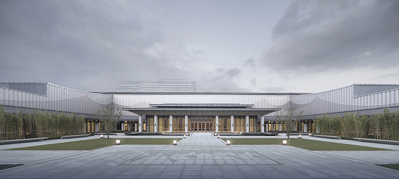 changsha conference center's facade by SCAD employs perforated metal panels