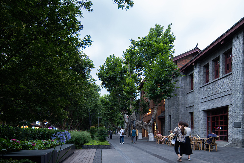 layered brick facade wraps art gallery, part of citang street regeneration project in chengdu