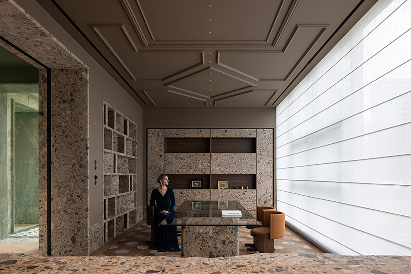 green marble clads gallery showroom&rsquo;s immersive interiors in shenzhen