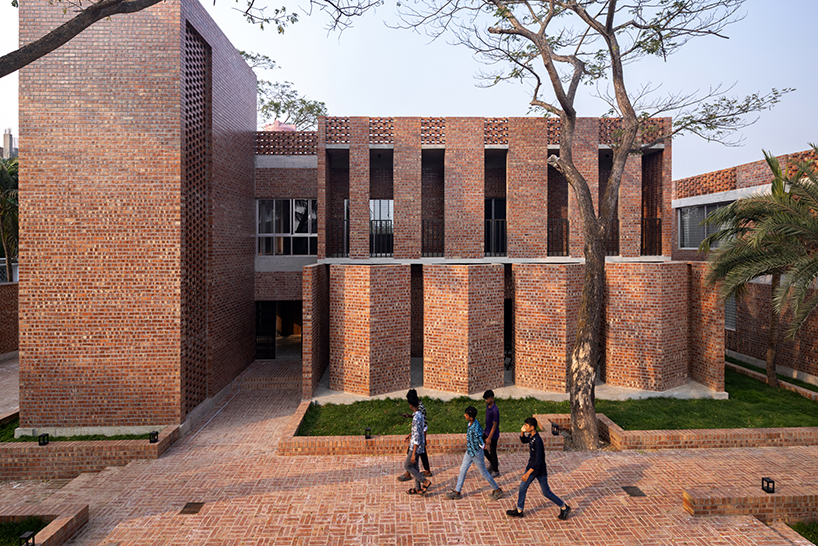 brick walls and perforated jali screens enclose training hub by codec in coastal bangladesh