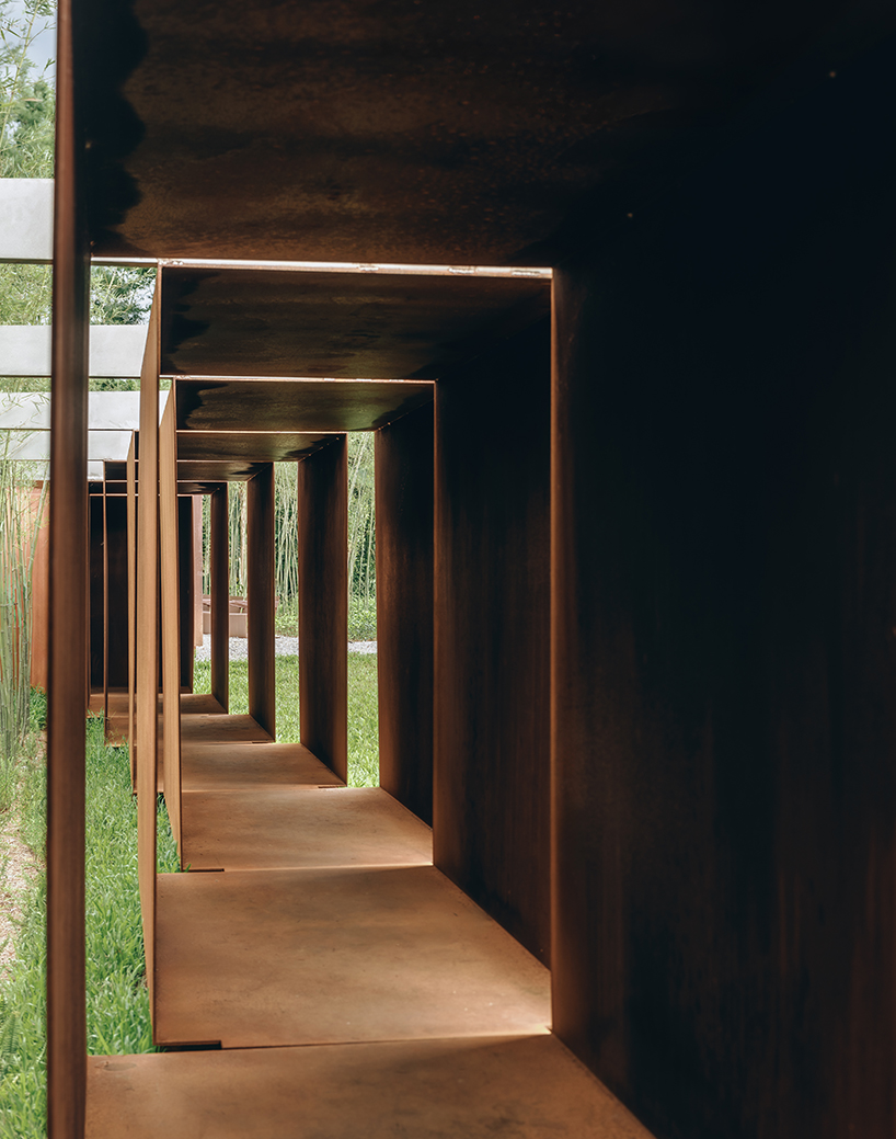 rhythmic steel pavilion by DL atelier weaves through riverfront bamboo grove in china