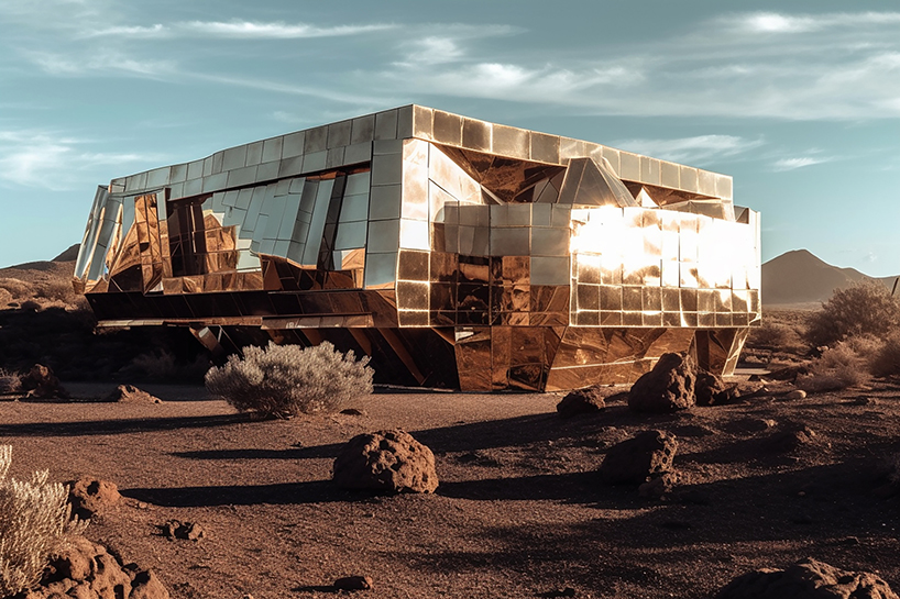 mirrored houses by christoph musiol reflect fragmented light, shadows, and views of the lanzarote lava desert