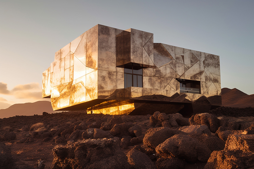 mirrored houses by christoph musiol reflect fragmented light, shadows, and views of the lanzarote lava desert