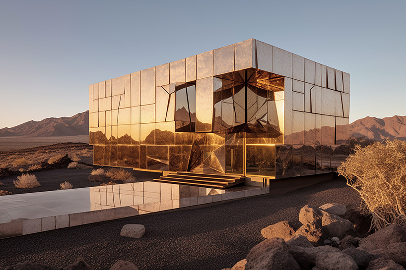 mirrored houses by christoph musiol reflect fragmented light, shadows, and views of the lanzarote lava desert