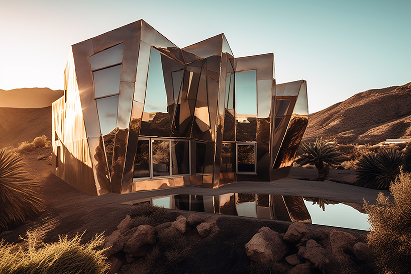 mirror houses in the desert created with ai 9