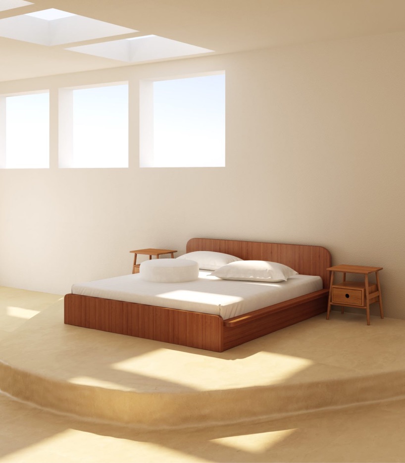 gentle curves crafted from solid pressed bamboo shape eco-friendly noura bed by sun at six