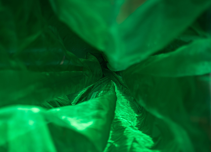 fabric and sound art installations evoke underwater landscape within gothic dutch church