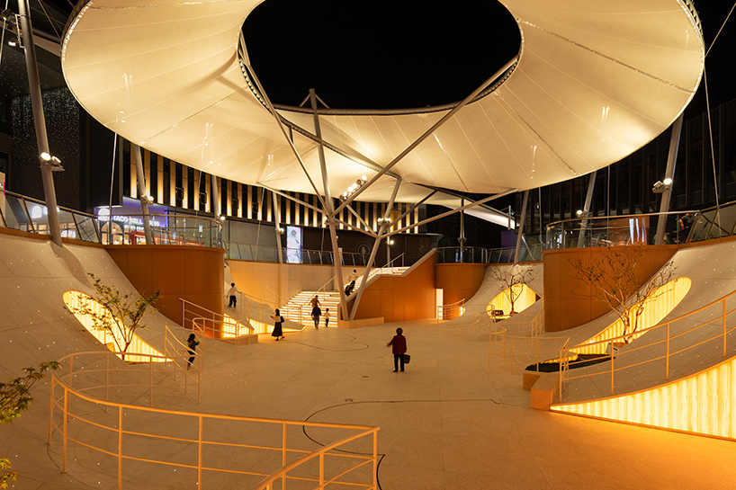 deep origin lab's floating courtyard revitalizes sunken plaza in china