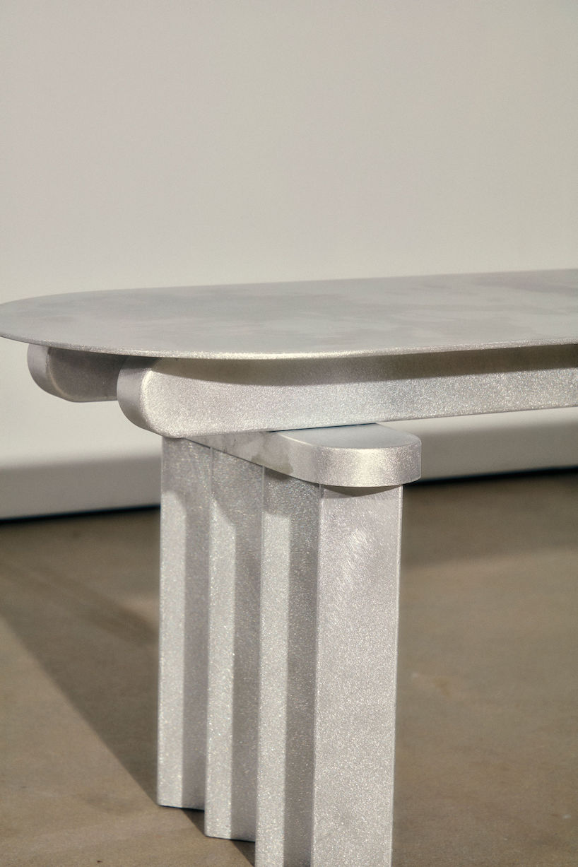 industrial design duo hand-sculpts playful furniture from aluminum 