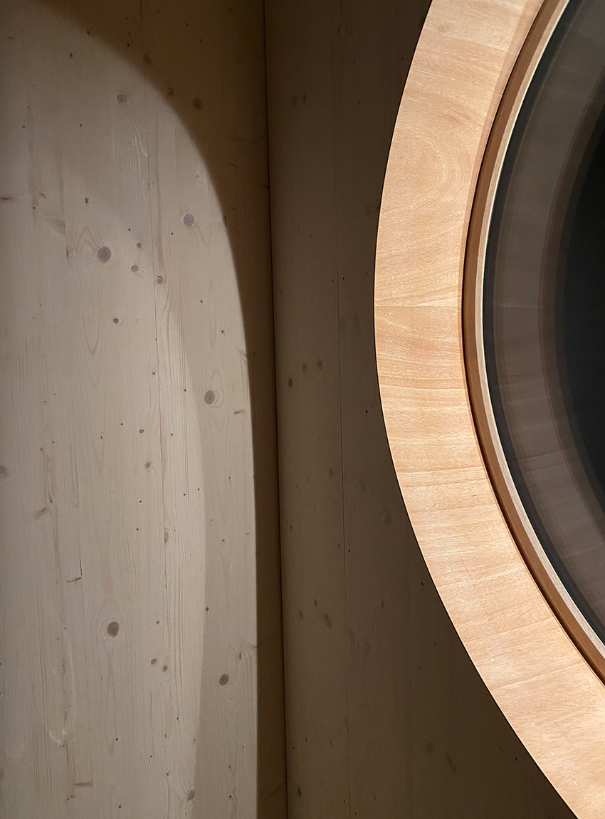 rounded openings and programmed 3D relief punctuate studio anna jach's wooden home extension in zurich