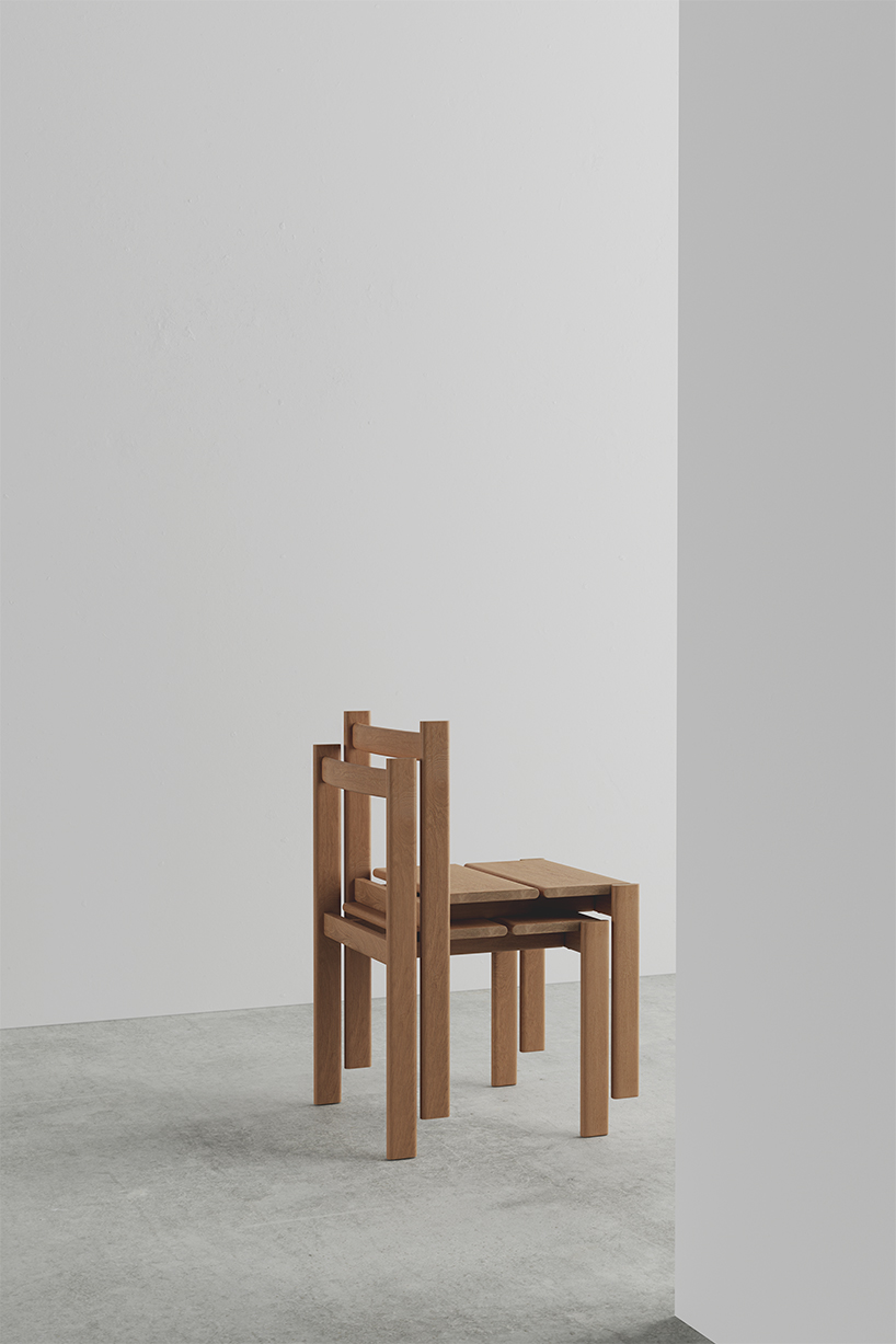sergio enríquez crafts stackable 'alto chair' from single plank of wood