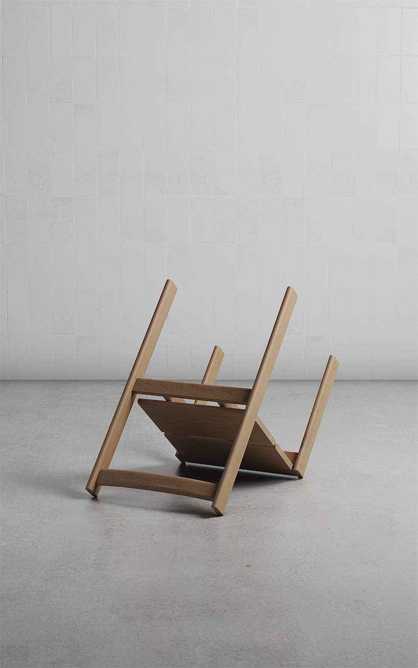 sergio enríquez crafts stackable 'alto chair' from single plank of wood