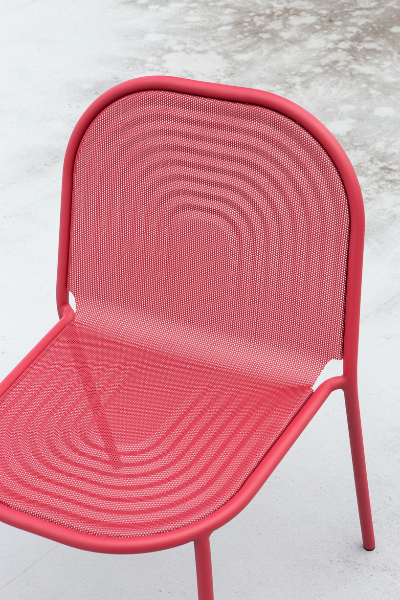 perforated steel sheet with rippling pattern composes stamping chair