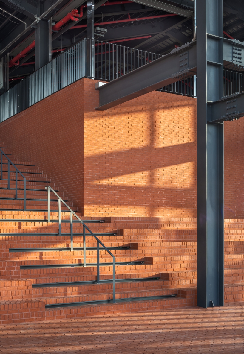 red brick and steel framework composes millac the market in south korea