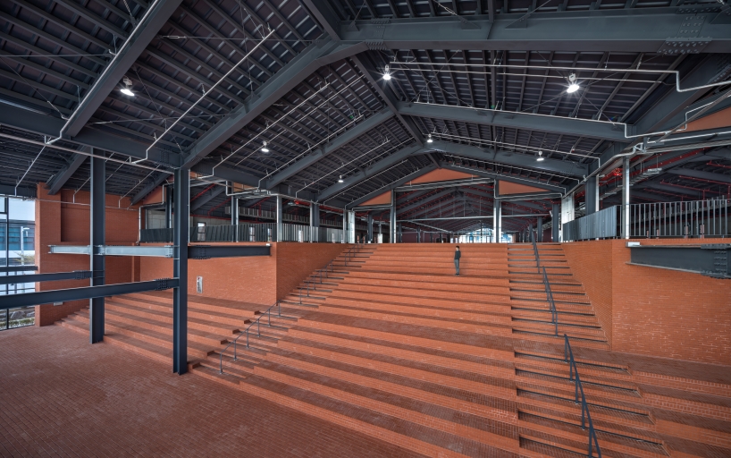 red brick and steel framework composes millac the market in south korea