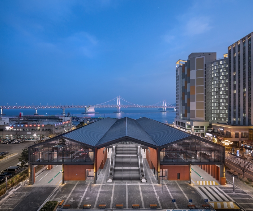 red brick and steel framework composes millac the market in south korea