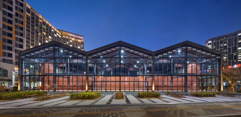 red brick and steel framework composes millac the market in south korea