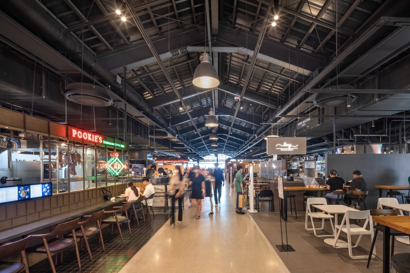 red brick and steel framework composes millac the market in south korea
