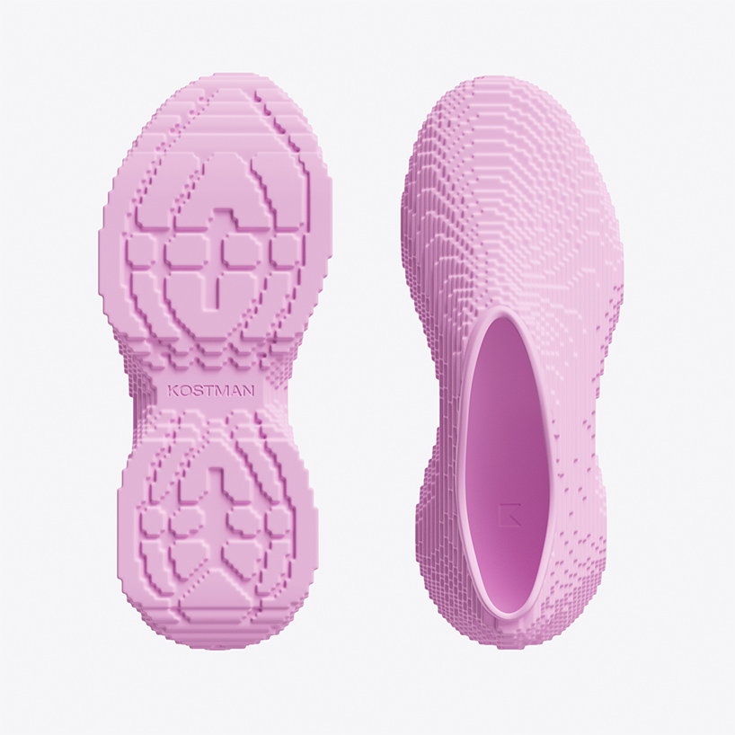 andrew kostman’s ultra-lightweight, pixelated sneakers capture the nostalgia of the 90s