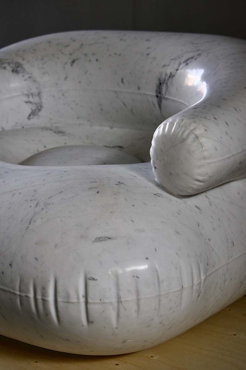 hanne arends carves 600 kg of carrara marble into sculptural chair