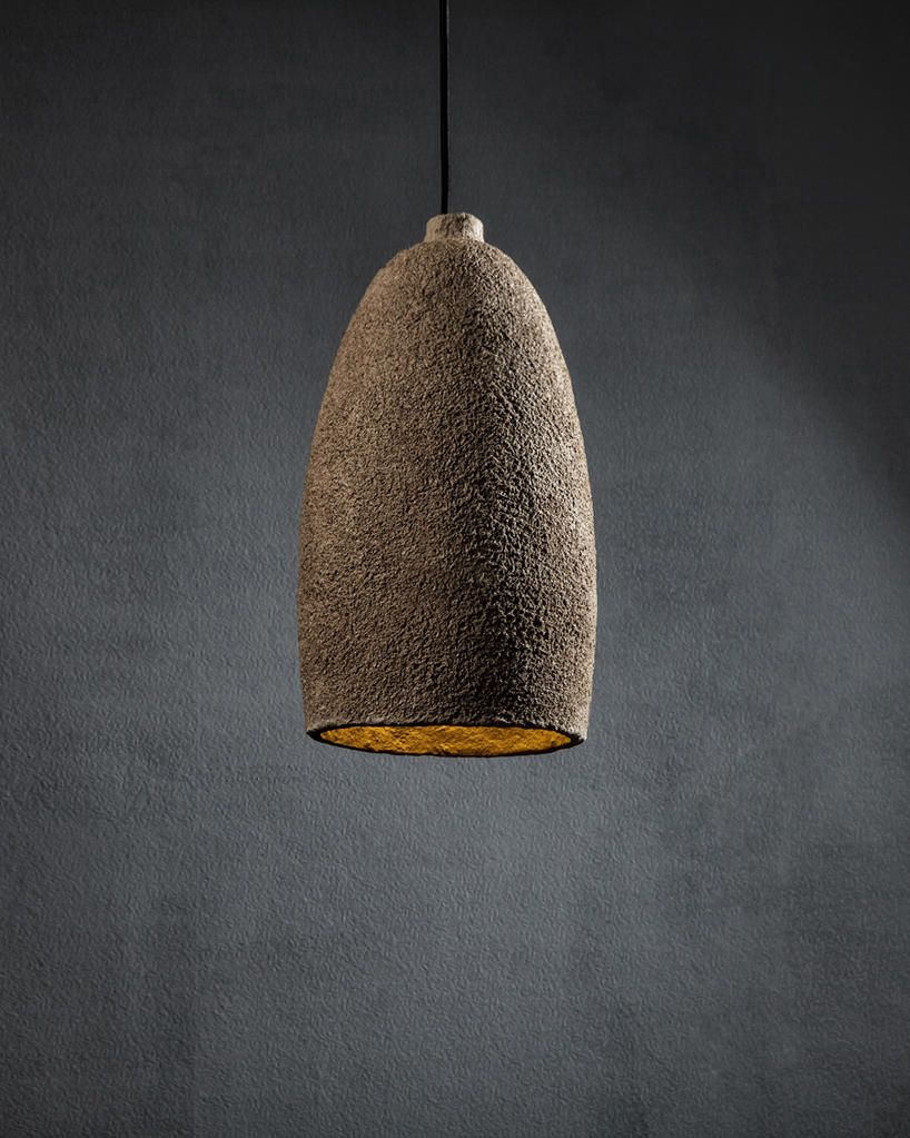 Pendant lamps made of recycled cardboard and clay - MaterialDistrict