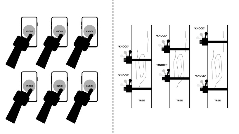 tree-mounted machines connect to web app to let users knock on wood remotely - 9